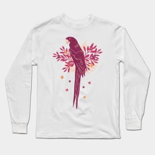 Ara parrot with Tropical Leaves Long Sleeve T-Shirt